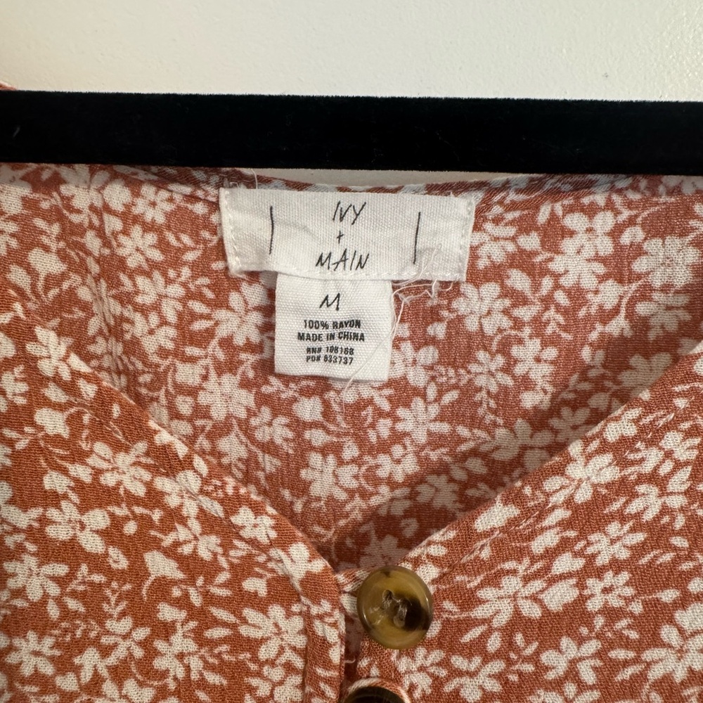 Rust Floral Ruffle Blouse - Picture 3 of 5
